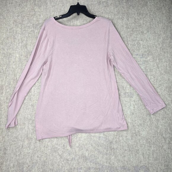 Express One Eleven Mauve Long Sleeve V-Neck Top With Front Tie Detail - Picture 2 of 5